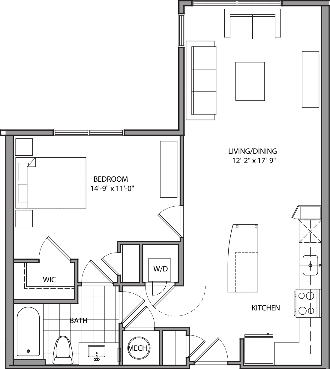 1 Bdrm G floorplan