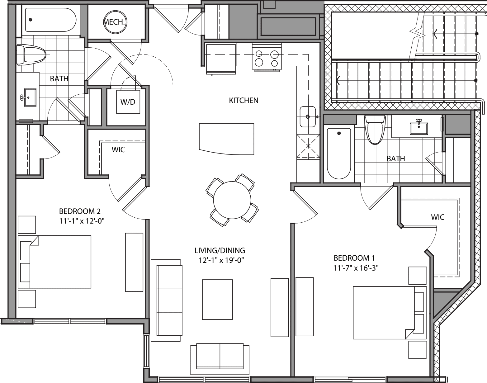 2 Bdrm B floorplan