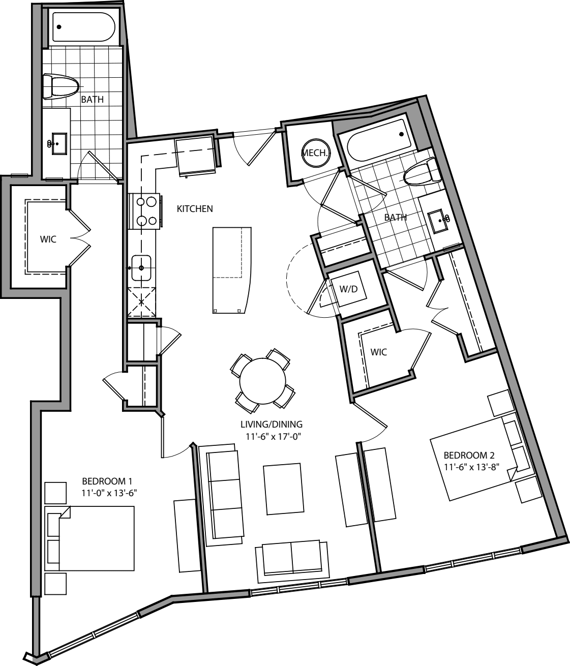 2 Bdrm F floorplan