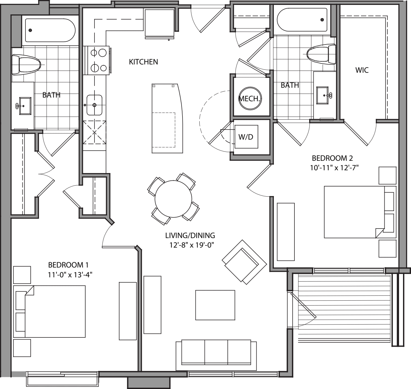 2 Bdrm G floorplan