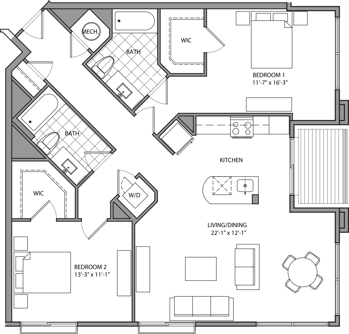 2 Bdrm I