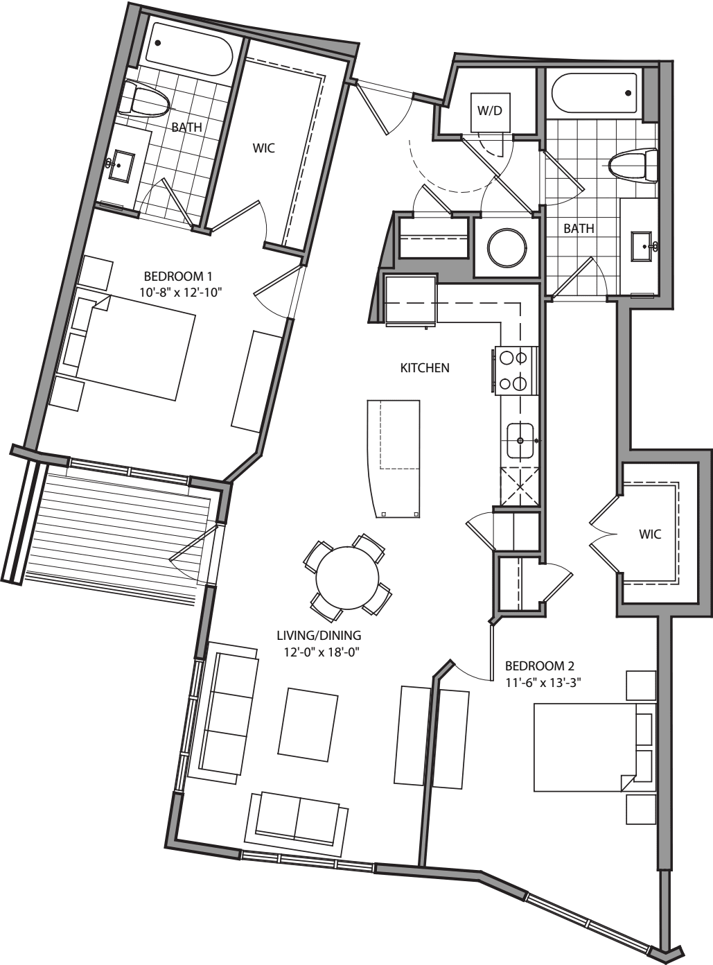 2 Bdrm J floorplan