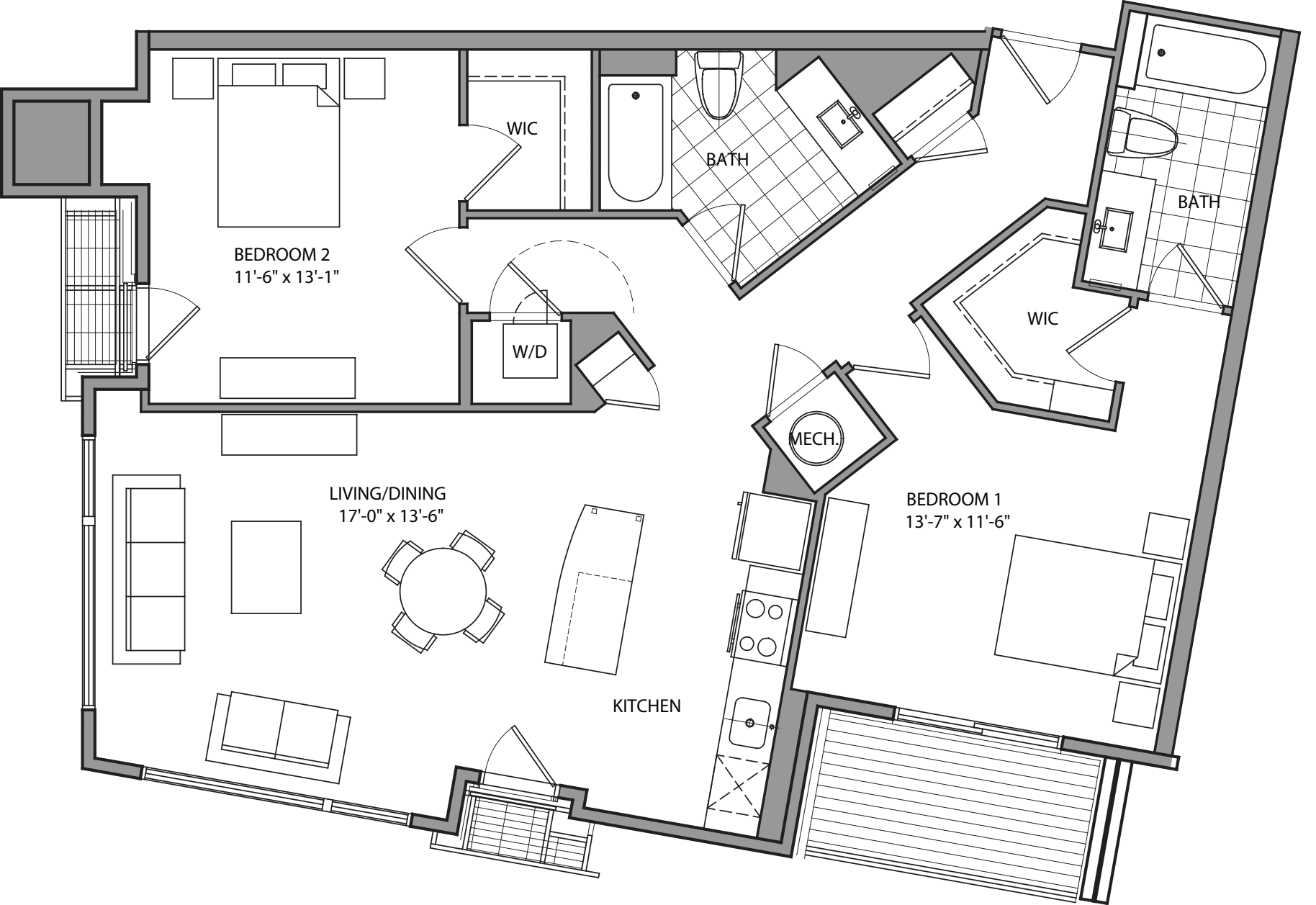 2 Bdrm K floorplan