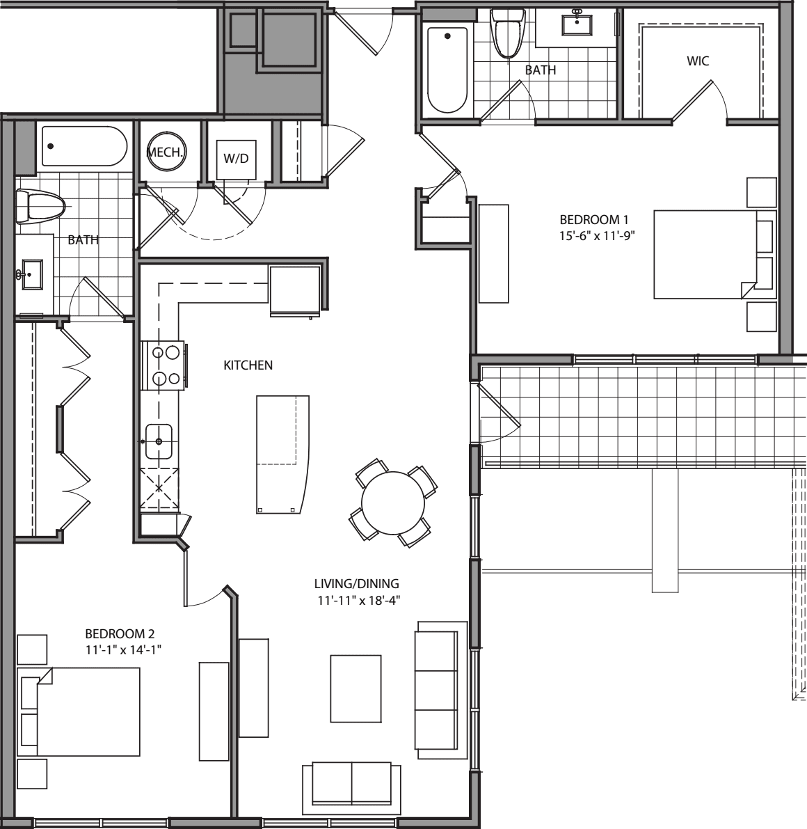 2 Bdrm N floorplan