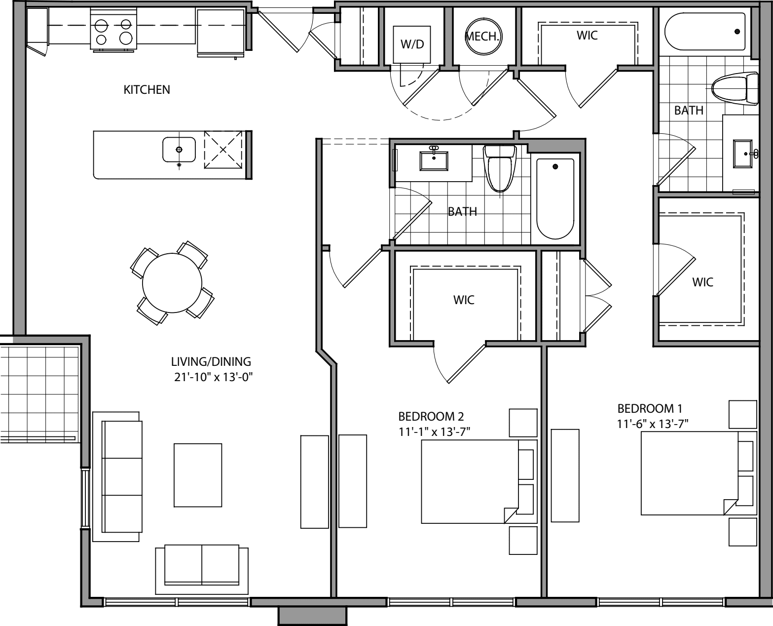 2 Bdrm P floorplan