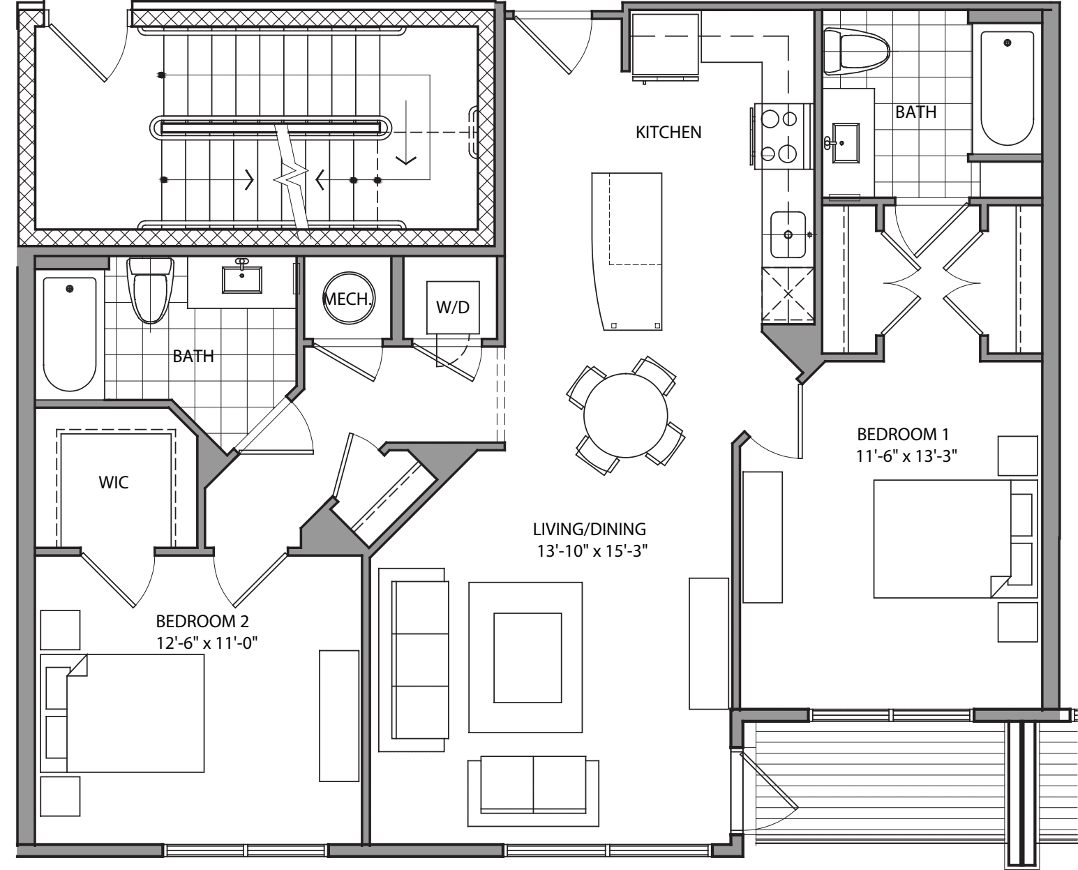 2 Bdrm R floorplan