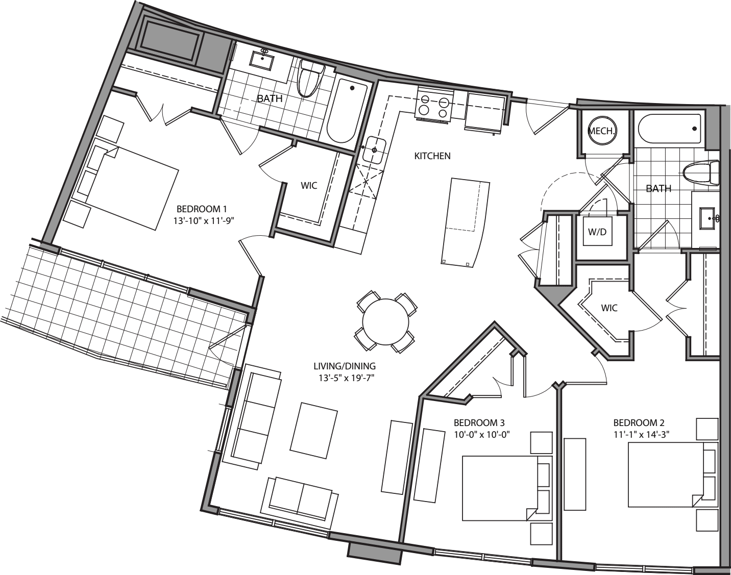 3 Bdrm B floorplan
