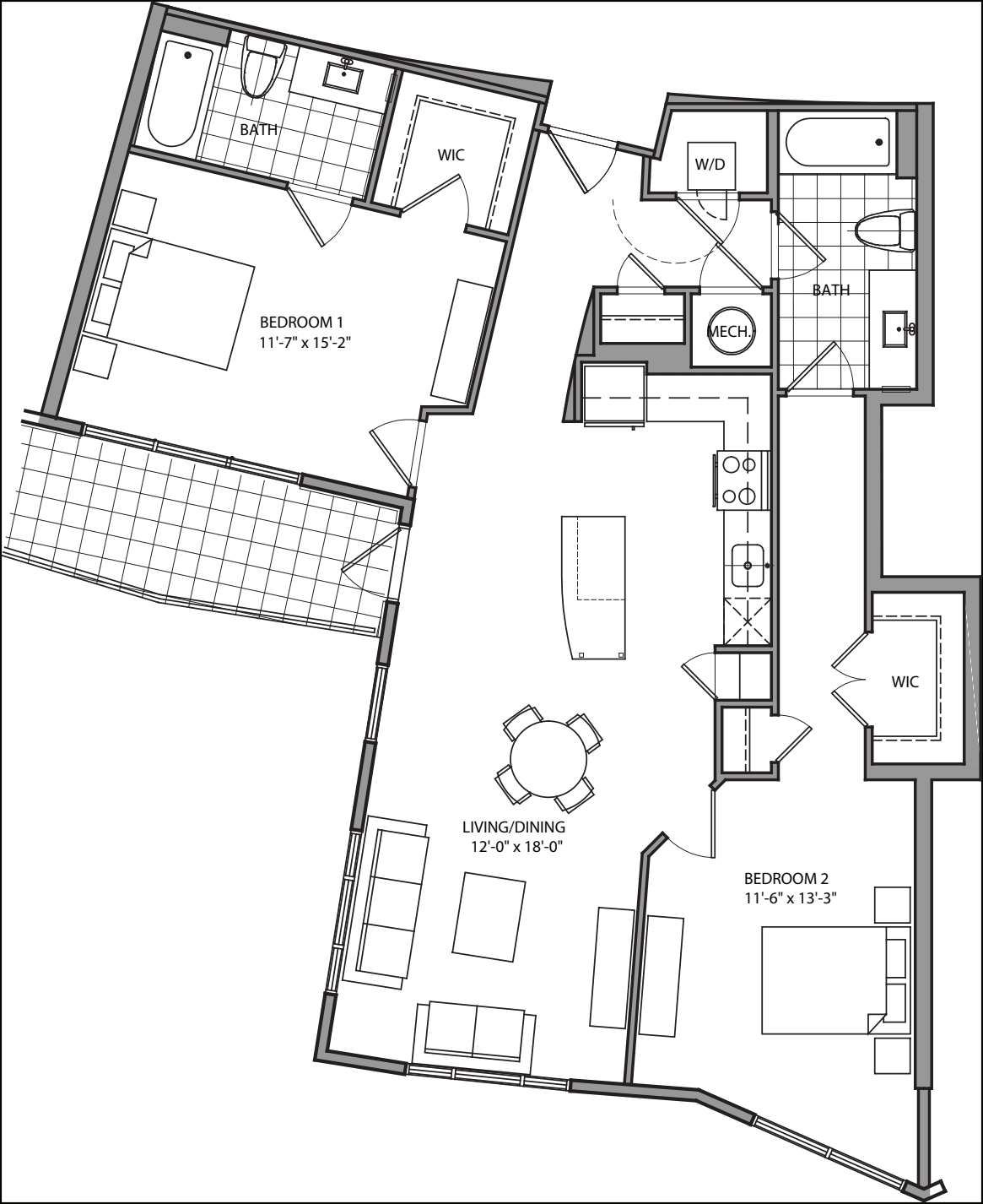 2 Bdrm J C10a floorplan