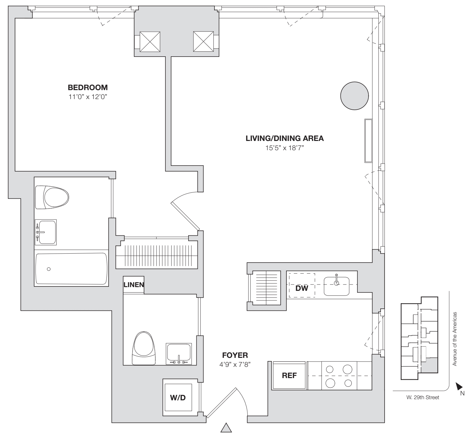 1 Bedroom J floorplan