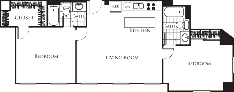 Two Bedroom F4 floorplan
