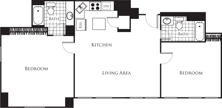 Two Bedroom F3 floorplan
