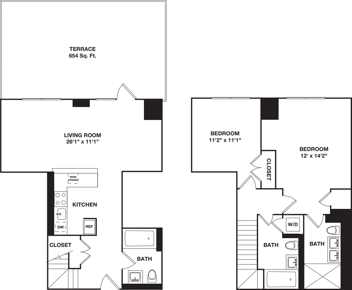 Two Bedroom Duplex 2D