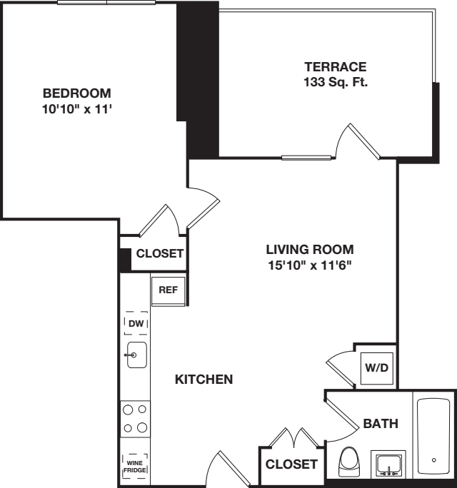 One Bedroom 9D floorplan