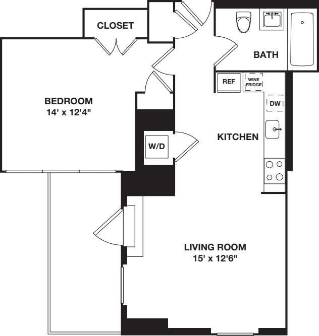 One Bedroom 10G floorplan