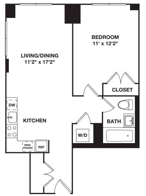 One Bedroom B.3 floorplan
