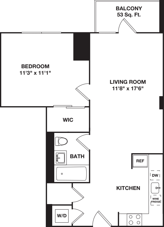 One Bedroom D floorplan