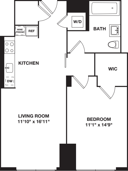 One Bedroom 10F floorplan