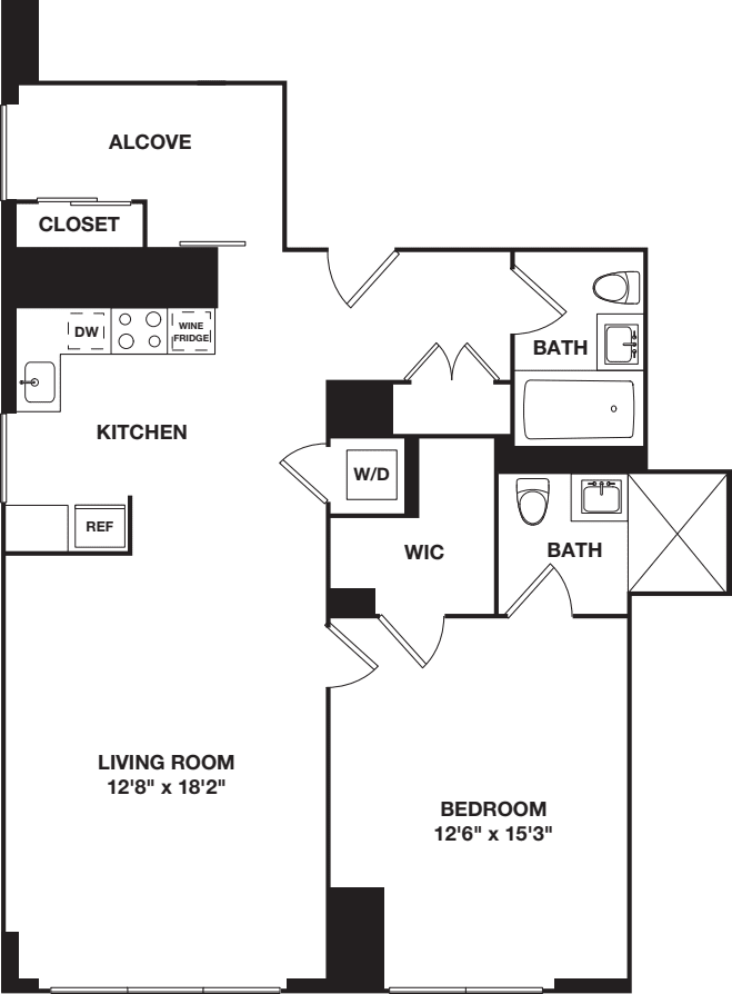 One Bedroom with Den K floorplan