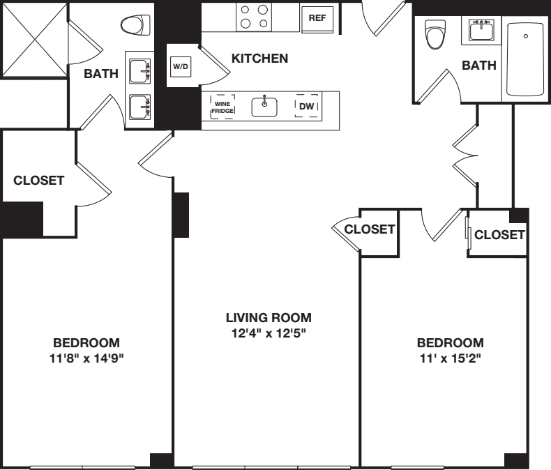 Two Bedroom H floorplan