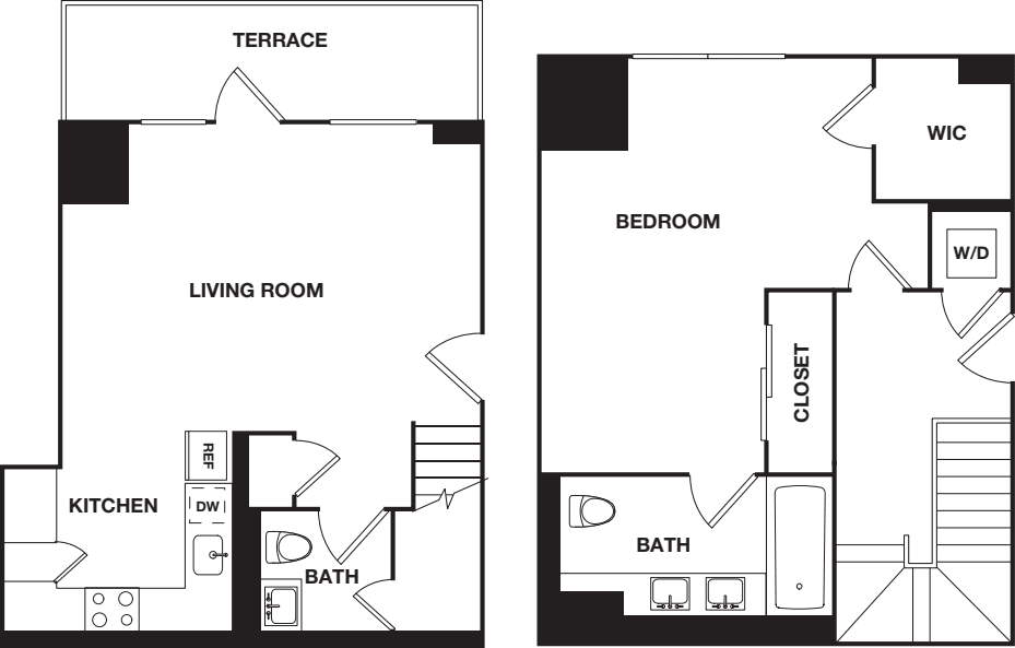 One Bedroom 2C floorplan