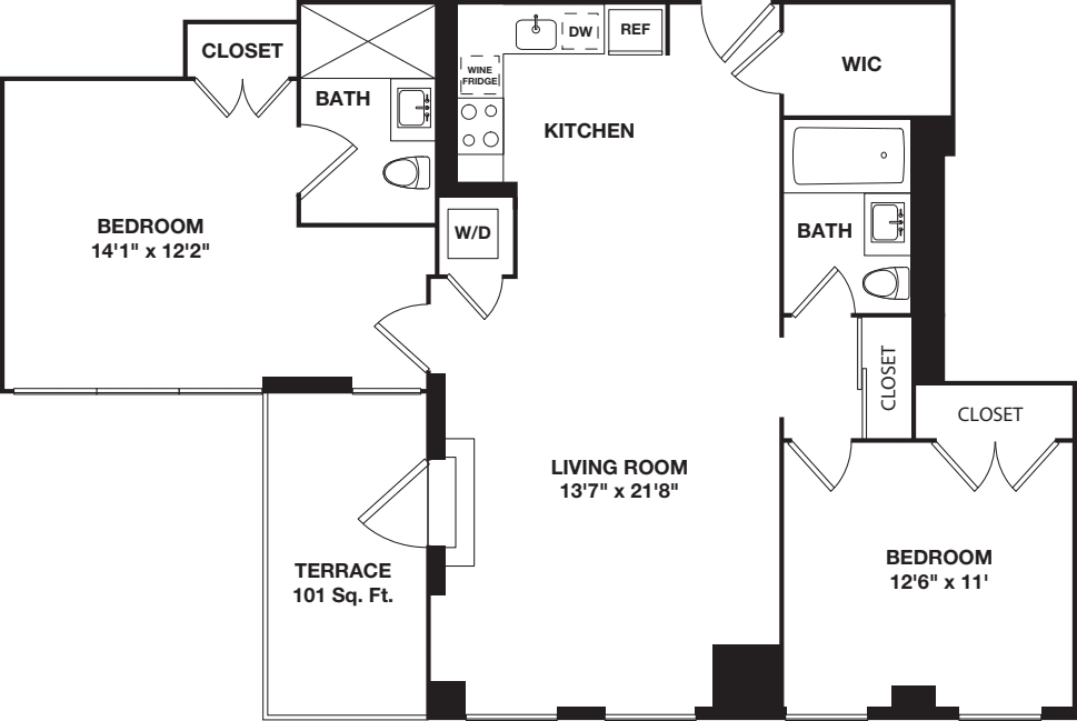 Two Bedroom 11G floorplan