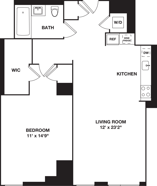 One Bedroom 3G floorplan
