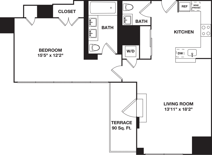One Bedroom 12F floorplan