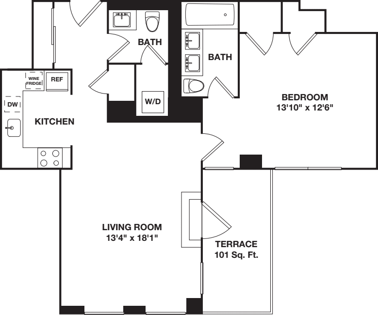 1 Bedroom F floorplan