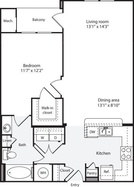 1 Bedroom A with Balcony floorplan
