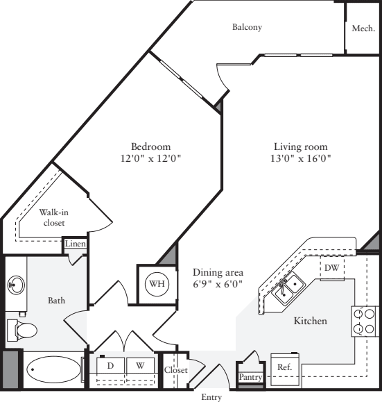 1 Bedroom E floorplan