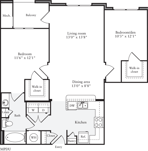 2 Bedrooms A floorplan