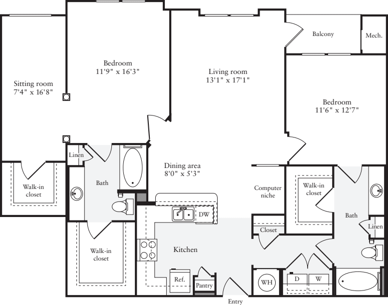 2 Bedrooms G floorplan