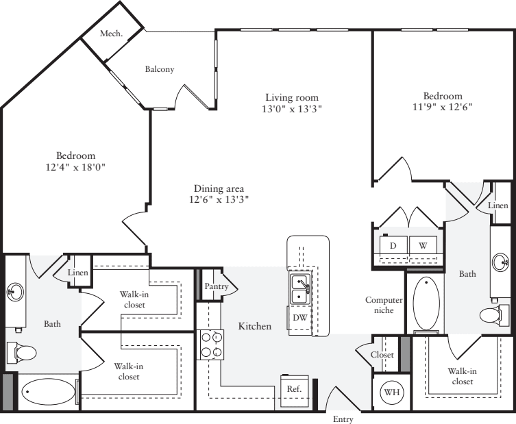 2 Bedrooms J floorplan