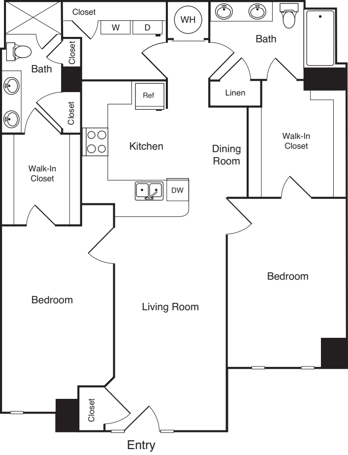 2 Bedrooms B2 floorplan