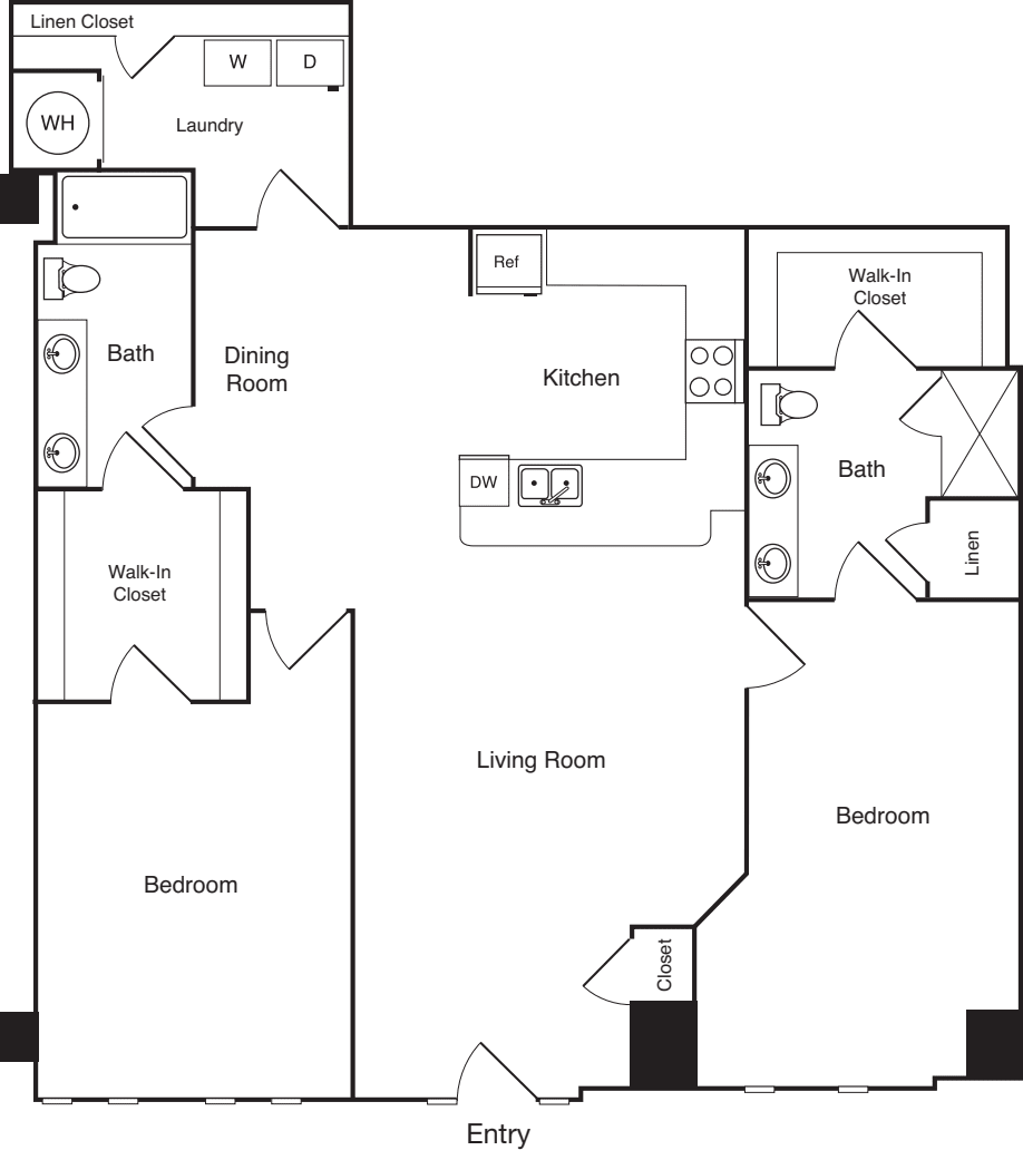 2 Bedrooms B3 floorplan