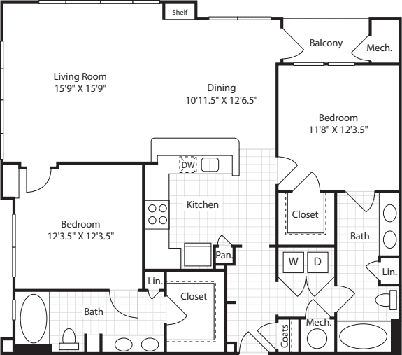 2 Bedrooms C floorplan