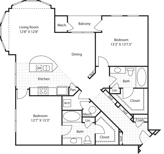 2 Bedrooms D floorplan