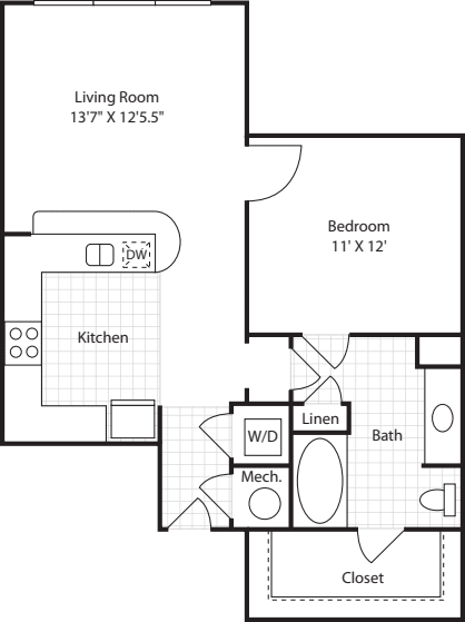 1 Bedroom A floorplan