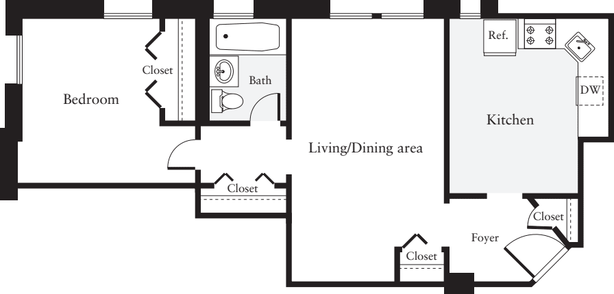 1 Bedroom P floorplan