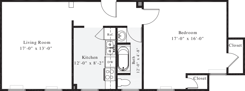 1 Bedroom T floorplan