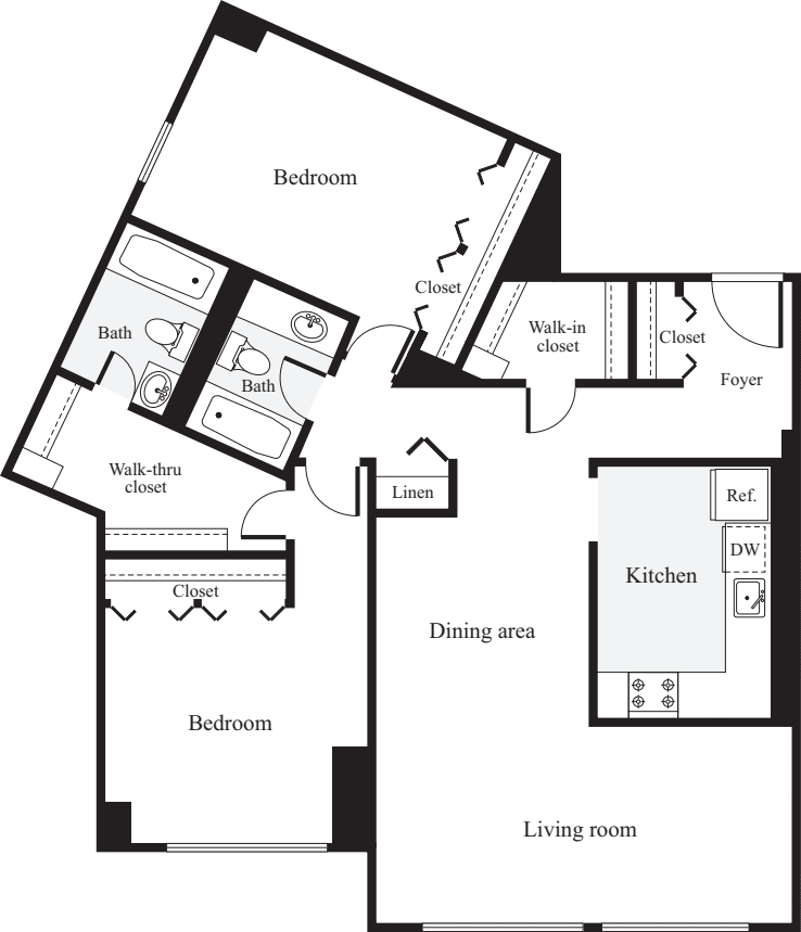2 Bedrooms F floorplan