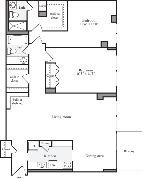 2 Bedrooms E floorplan