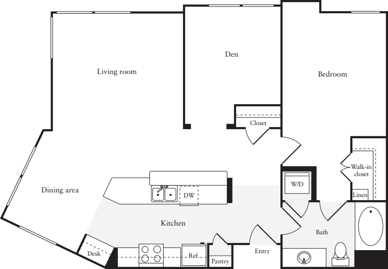 1 Bedroom D floorplan