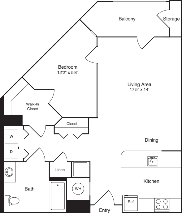 1 Bedroom SA floorplan