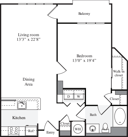 1 Bedroom D floorplan