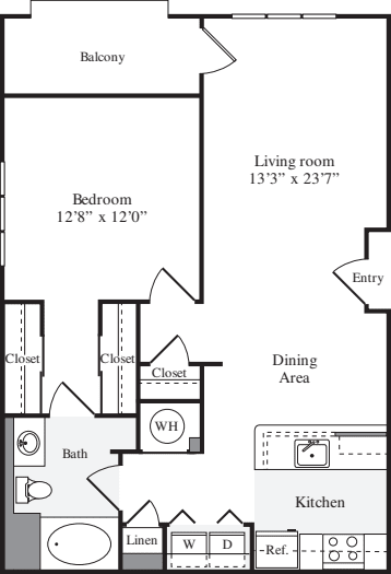 1 Bedroom E floorplan