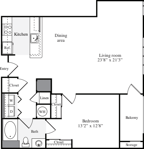 1 Bedroom H floorplan