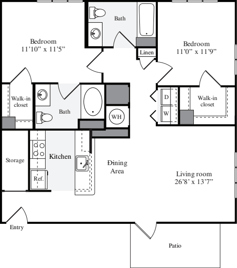 2 Bedrooms B floorplan