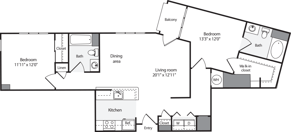 2 Bedrooms D floorplan