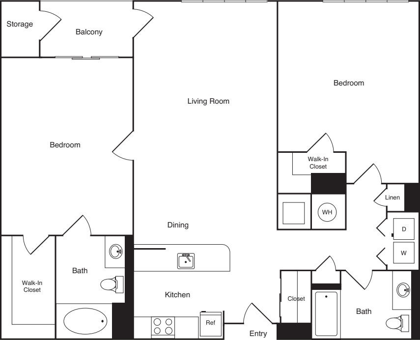 2 Bedrooms E floorplan